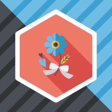 Sevgililer Günü çiçekleri uzun gölgeli düz ikon, eps10