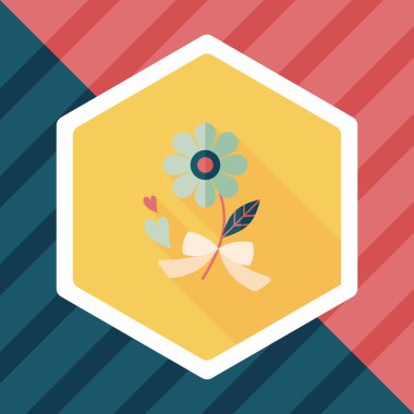 Sevgililer Günü çiçekleri uzun gölgeli düz ikon, eps10