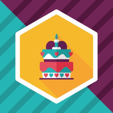 Uzun Gölge, eps10 ile Sevgililer günü pastası düz simgesi