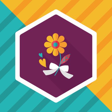 Sevgililer Günü çiçekleri uzun gölgeli düz ikon, eps10