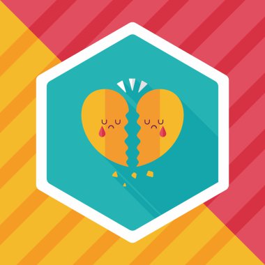 Sevgililer günü kırık kalp düz simgesi ile uzun gölge, eps10