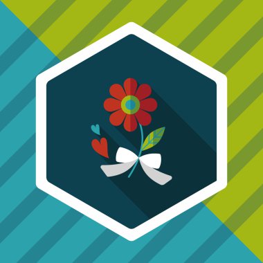 Sevgililer Günü çiçekleri uzun gölgeli düz ikon, eps10