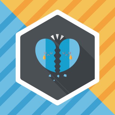 Sevgililer günü kırık kalp düz simgesi ile uzun gölge, eps10