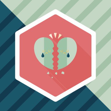 Sevgililer günü kırık kalp düz simgesi ile uzun gölge, eps10