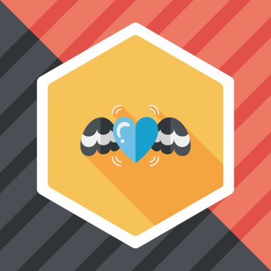 Sevgililer günü aşk kalp düz simgesi ile uzun gölge, eps10