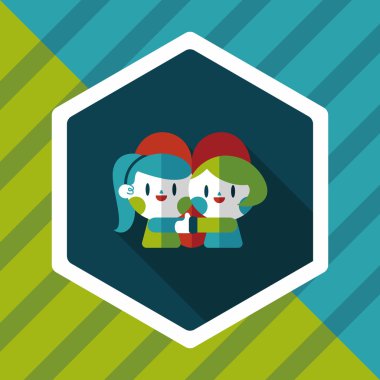 Uzun Gölge, eps10 ile Sevgililer günü Çift düz simgesi