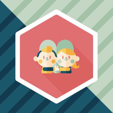 Uzun Gölge, eps10 ile Sevgililer günü Çift düz simgesi