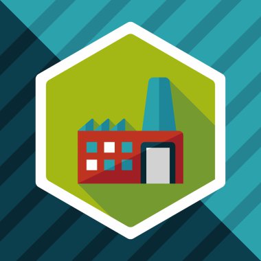 Bina Fabrika düz simgesi ile uzun gölge, eps10