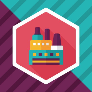 Bina Fabrika düz simgesi ile uzun gölge, eps10