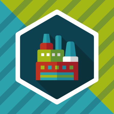 Bina Fabrika düz simgesi ile uzun gölge, eps10