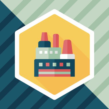 Bina Fabrika düz simgesi ile uzun gölge, eps10