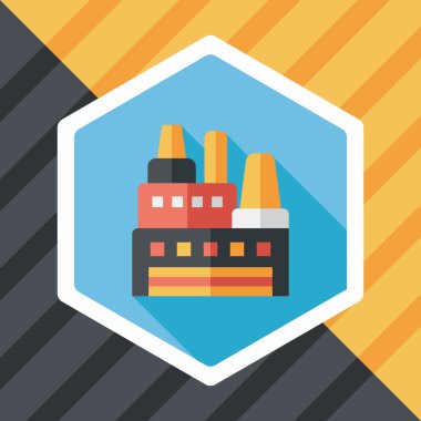 Bina Fabrika düz simgesi ile uzun gölge, eps10