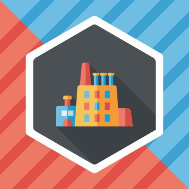 Bina Fabrika düz simgesi ile uzun gölge, eps10