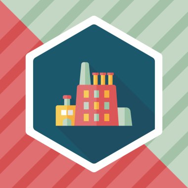 Bina Fabrika düz simgesi ile uzun gölge, eps10