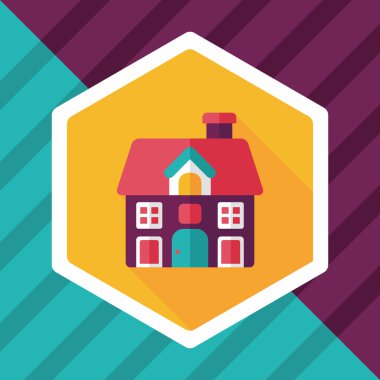 Bina evi uzun gölge, eps10 düz simgesiyle