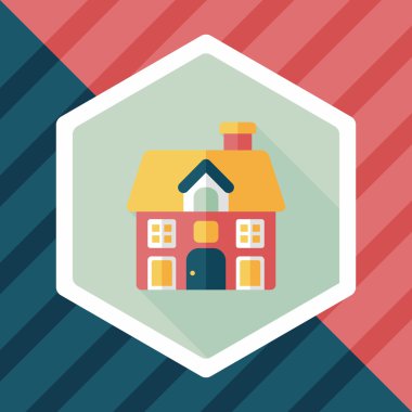 Bina evi uzun gölge, eps10 düz simgesiyle