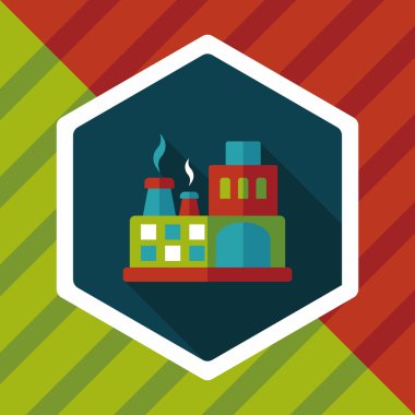 Bina Fabrika düz simgesi ile uzun gölge, eps10