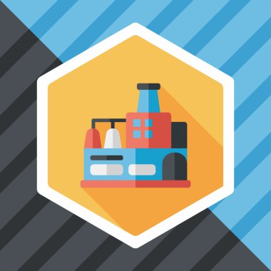 Bina Fabrika düz simgesi ile uzun gölge, eps10