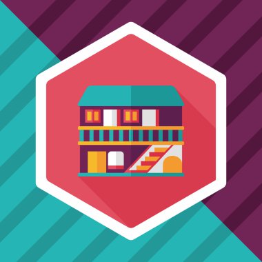 Bina evi uzun gölge, eps10 düz simgesiyle