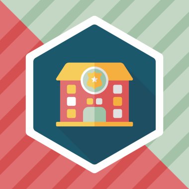 Polis karakoluna uzun gölge, eps10 düz simgesiyle