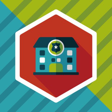 Polis karakoluna uzun gölge, eps10 düz simgesiyle