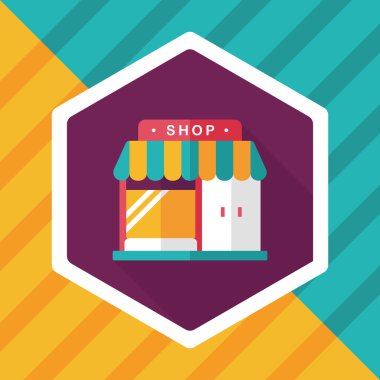 Bina dükkan mağaza düz simgesiyle uzun gölge, eps10