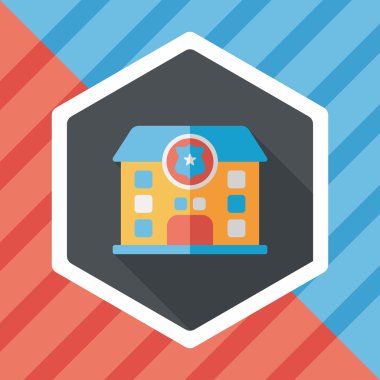 Polis karakoluna uzun gölge, eps10 düz simgesiyle