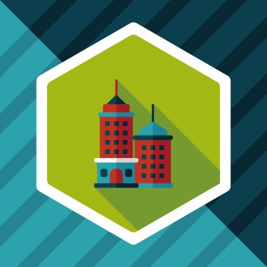 Uzun Gölge, eps10 ile ticari bina düz simgesi