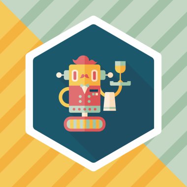 Robot kavramı uzun gölge, eps10 düz simgesiyle