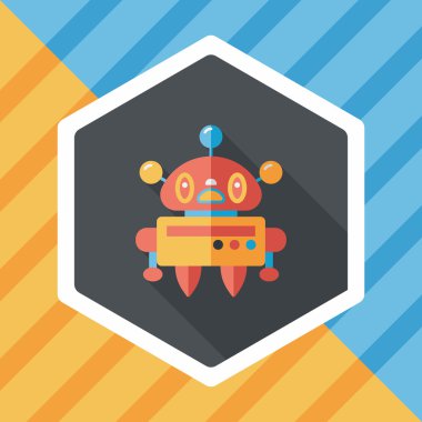 Robot kavramı uzun gölge, eps10 düz simgesiyle