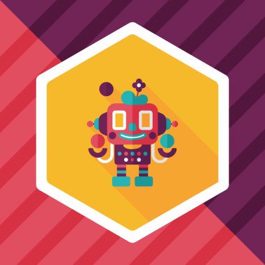 Robot kavramı uzun gölge, eps10 düz simgesiyle