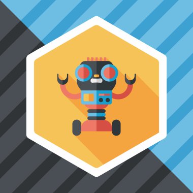 Robot kavramı uzun gölge, eps10 düz simgesiyle