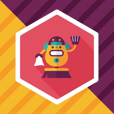 Robot kavramı uzun gölge, eps10 düz simgesiyle