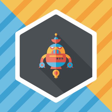 Robot kavramı uzun gölge, eps10 düz simgesiyle