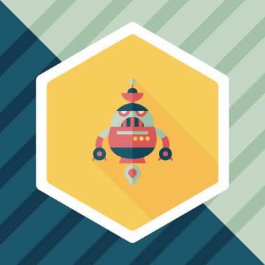 Robot kavramı uzun gölge, eps10 düz simgesiyle