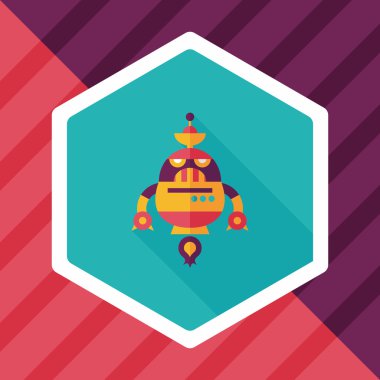 Robot kavramı uzun gölge, eps10 düz simgesiyle