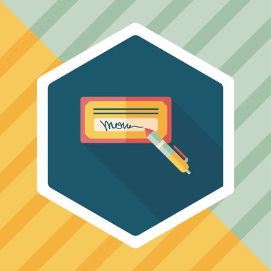 Fatura onay düz simgesi ile uzun gölge, eps10