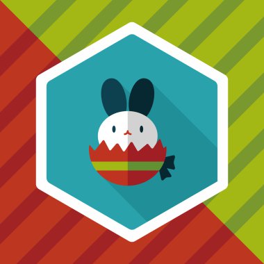 Paskalya tavşanı düz simgesi ile uzun gölge, eps10