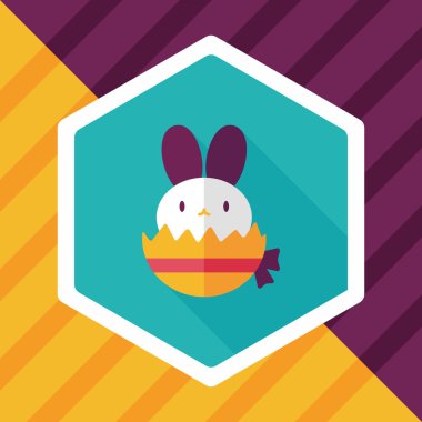 Paskalya tavşanı düz simgesi ile uzun gölge, eps10