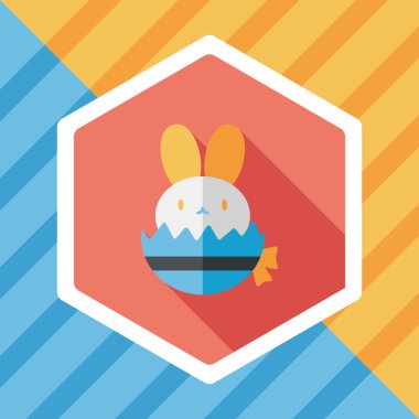 Paskalya tavşanı düz simgesi ile uzun gölge, eps10