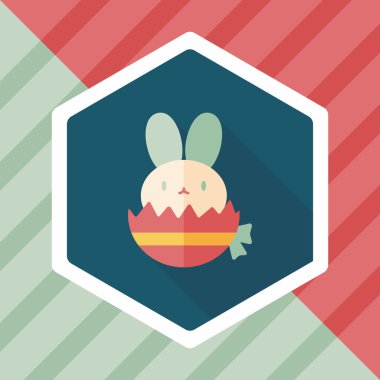 Paskalya tavşanı düz simgesi ile uzun gölge, eps10