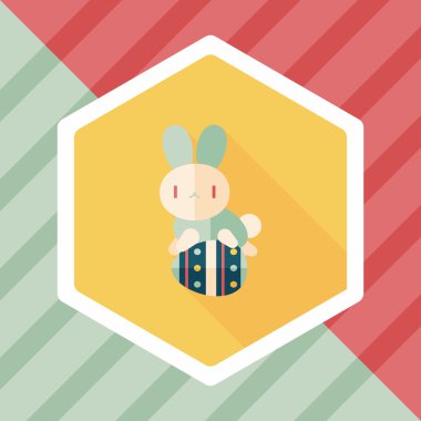 Paskalya tavşanı düz simgesi ile uzun gölge, eps10