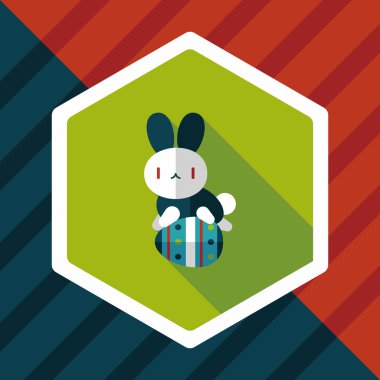 Paskalya tavşanı düz simgesi ile uzun gölge, eps10