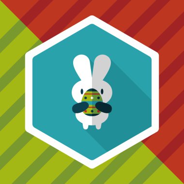 Paskalya tavşanı düz simgesi ile uzun gölge, eps10