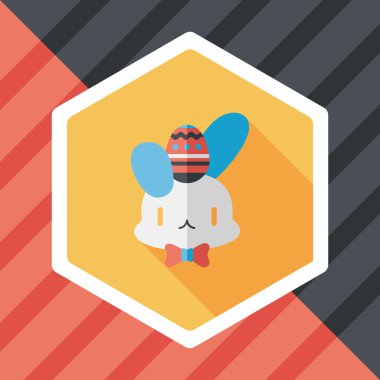 Paskalya tavşanı düz simgesi ile uzun gölge, eps10