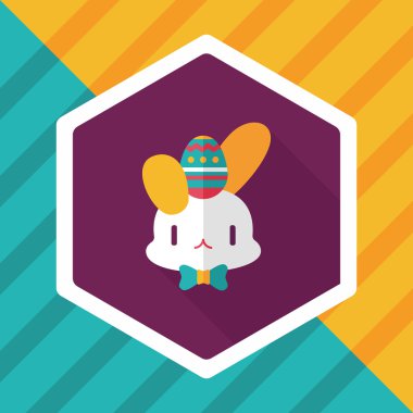 Paskalya tavşanı düz simgesi ile uzun gölge, eps10