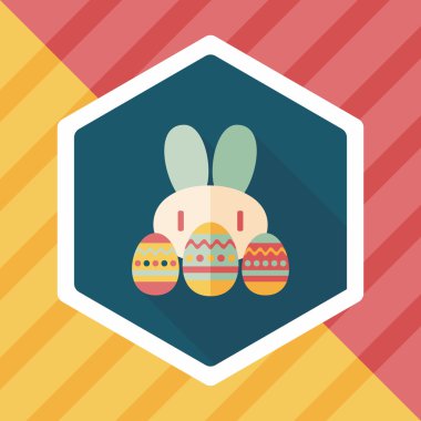 Paskalya tavşanı düz simgesi ile uzun gölge, eps10