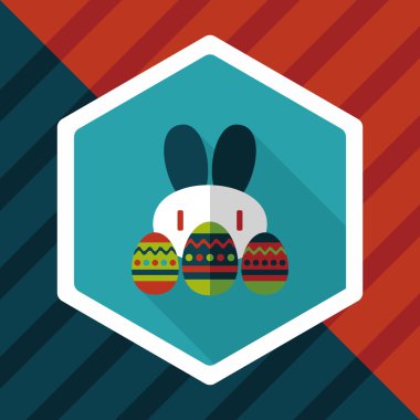 Paskalya tavşanı düz simgesi ile uzun gölge, eps10