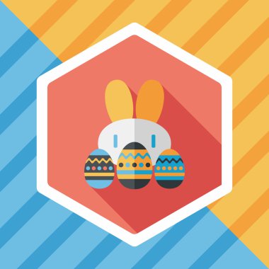 Paskalya tavşanı düz simgesi ile uzun gölge, eps10