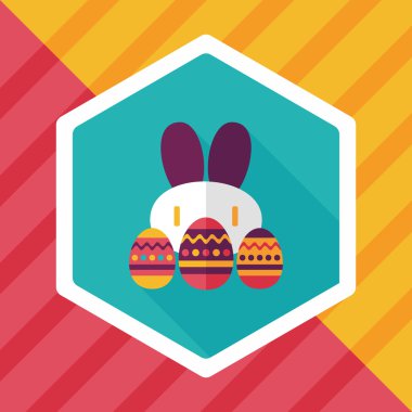 Paskalya tavşanı düz simgesi ile uzun gölge, eps10